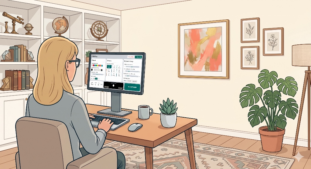 Cartoon illustration of a Client utilizing self-administered EMDR tools