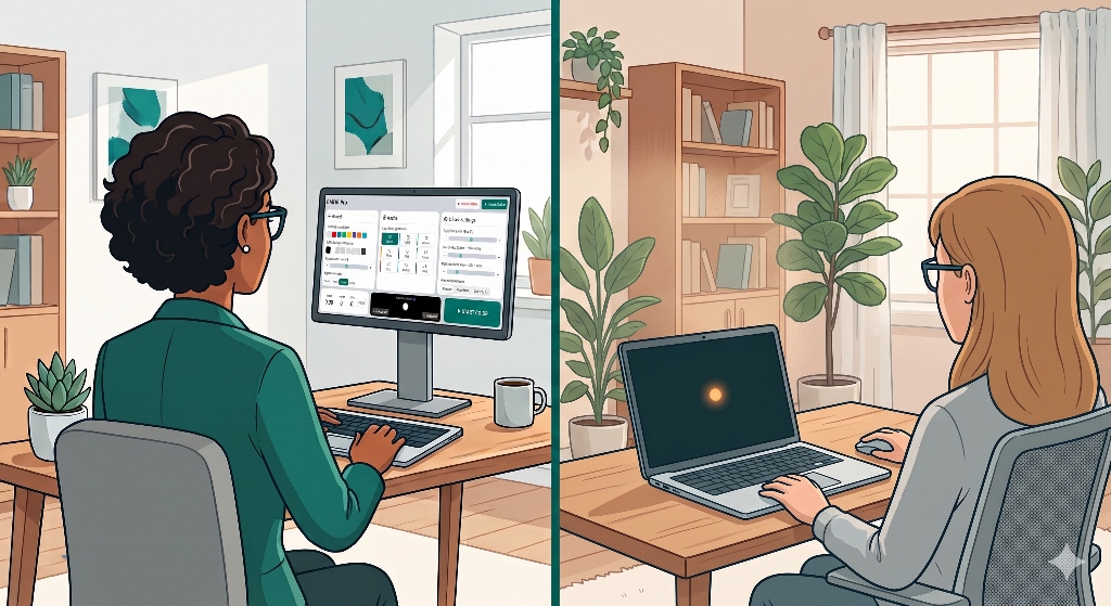 Cartoon illustration of an EMDR Therapist conducting a session with a Client